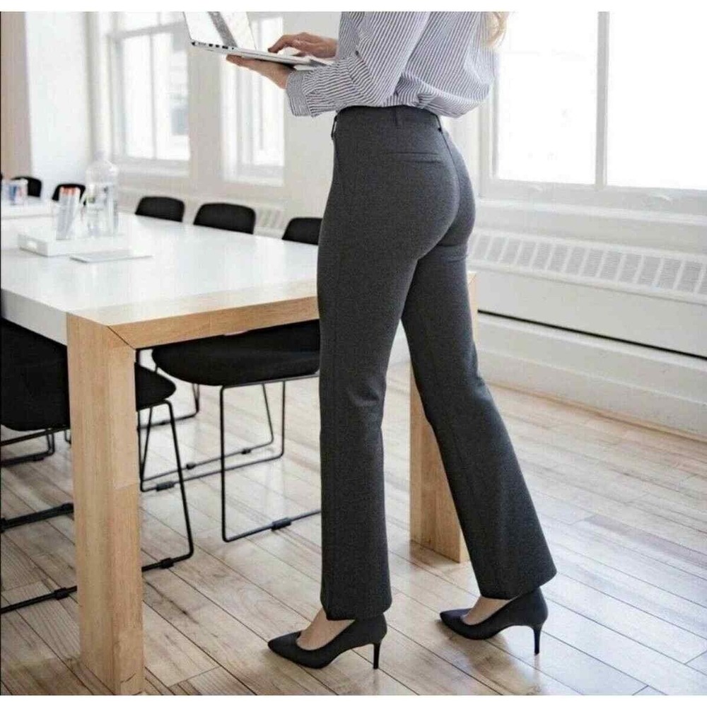 Betabrand Classic Dress Pants Size Large Petite Yoga Bootcut Charcoal‎ Gray